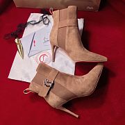Fortok Christian Louboutin So Chelsea 85 Suede Ankle Pointy Toe Boots Beige - 5