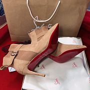 Fortok Christian Louboutin So Chelsea 85 Suede Ankle Pointy Toe Boots Beige - 4