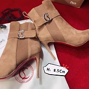 Fortok Christian Louboutin So Chelsea 85 Suede Ankle Pointy Toe Boots Beige - 2