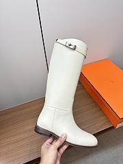 Fortok Hermes Kelly Jumping Buckle Knight Boots White - 5