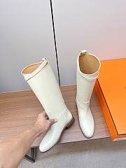 Fortok Hermes Kelly Jumping Buckle Knight Boots White - 3