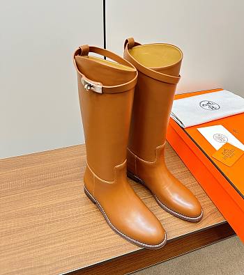 Fortok Hermes Kelly Jumping Buckle Knight Boots Brown