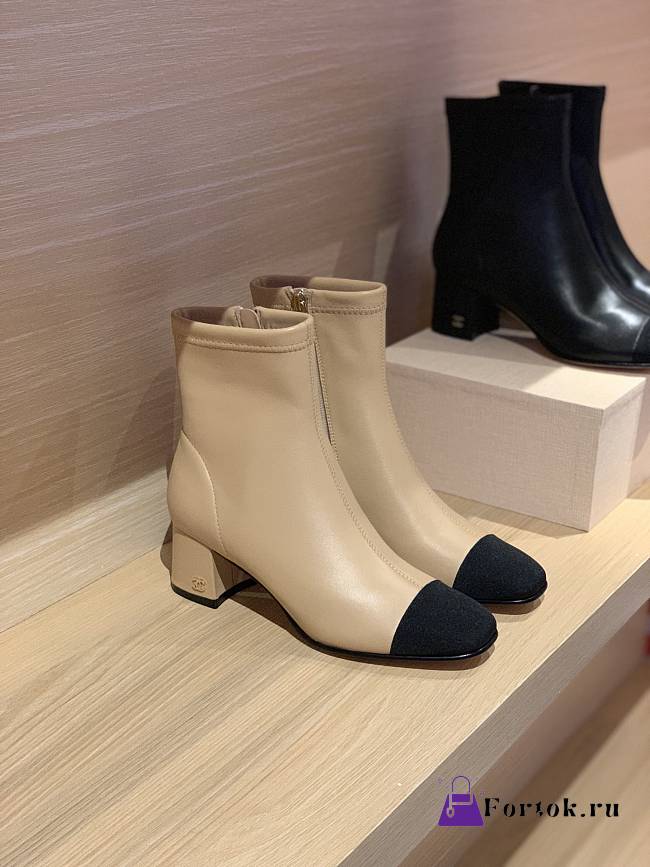 Fortok Chanel Beige Leather Ankle Boots - 1