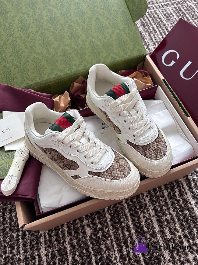 Fortok Gucci Re-Web Sneakers GG Beige & White - 1