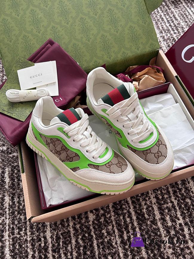 Fortok Gucci Re-Web Sneakers GG Beige, White & Green - 1