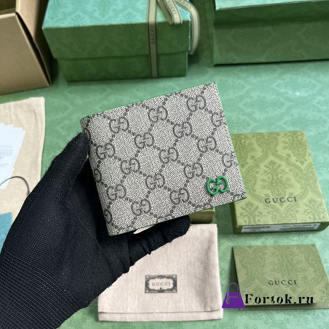 Fortok Gucci Wallet With GG Detail Green 11x9cm - 1