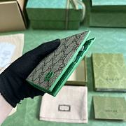 Fortok Gucci Wallet With GG Detail Green 11x9cm - 4