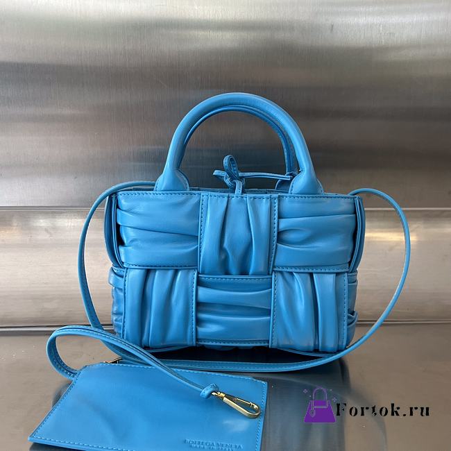 Fortok Bottega Veneta Arco Tote Bag Blue 729029 20x13x7cm - 1