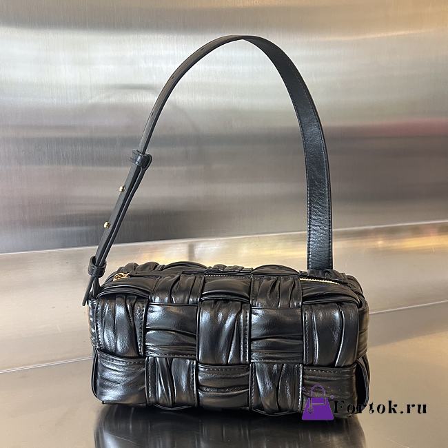 Fortok Bottega Veneta Small Cassette Bag Black 736233 23x10.5x10cm - 1