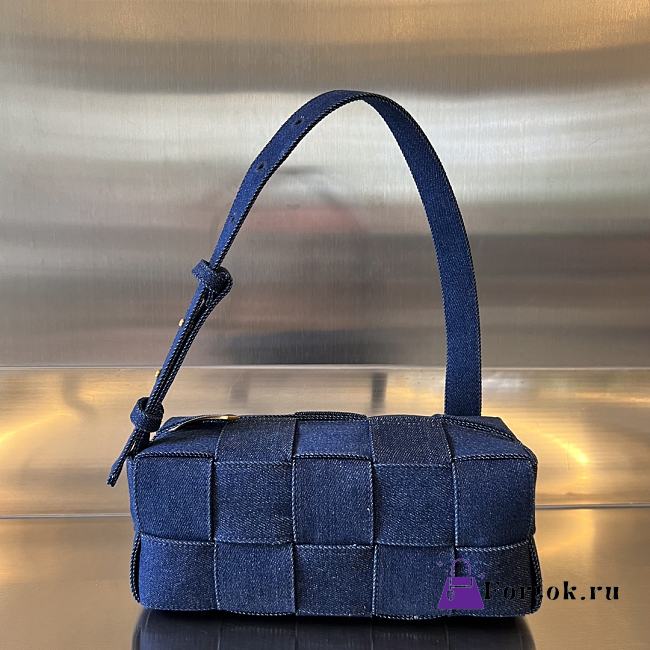 Fortok Bottega Veneta Small Cassette Bag Blue Denim 751427 23.5x10x10cm - 1