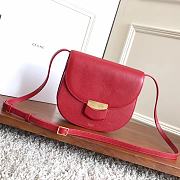 Fortok Celine Red Grained Calfskin Leather Trotteur Bag 23cm - 1