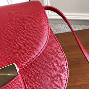 Fortok Celine Red Grained Calfskin Leather Trotteur Bag 23cm - 2