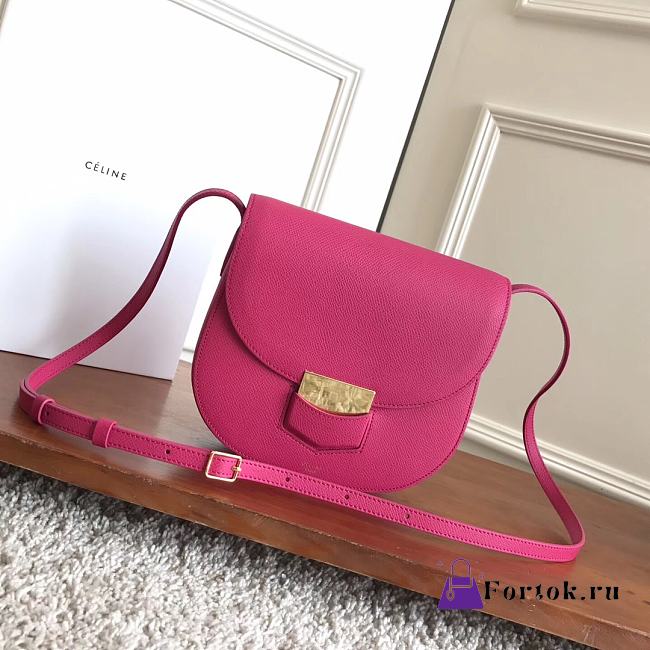 Fortok Celine Pink Grained Calfskin Leather Trotteur Bag 19cm - 1