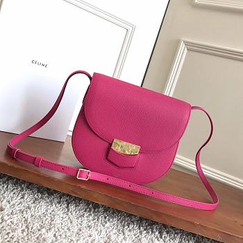 Fortok Celine Pink Grained Calfskin Leather Trotteur Bag 19cm