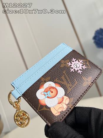 Fortok Louis Vuitton LV Charms Card Holder Brown & Blue M12227 10.2x7.3x0.3cm