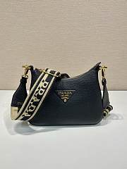 Fortok Prada Black Leather Shoulder Bag 1BH193 24x18x6cm - 1