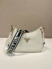 Fortok Prada White Leather Shoulder Bag 1BH193 24x18x6cm - 1