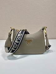 Fortok Prada Grey Leather Shoulder Bag 1BH193 24x18x6cm - 1