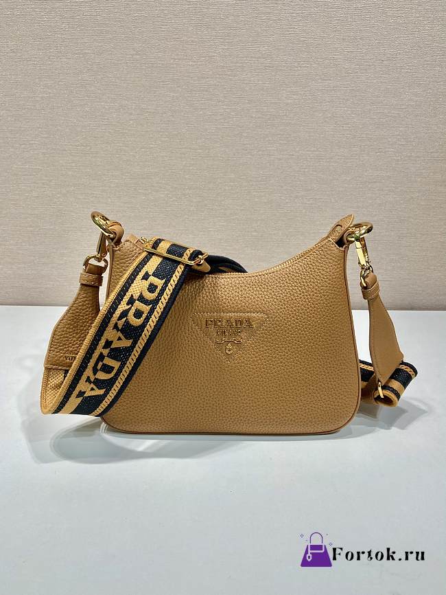 Fortok Prada Brown Leather Shoulder Bag 1BH193 24x18x6cm - 1