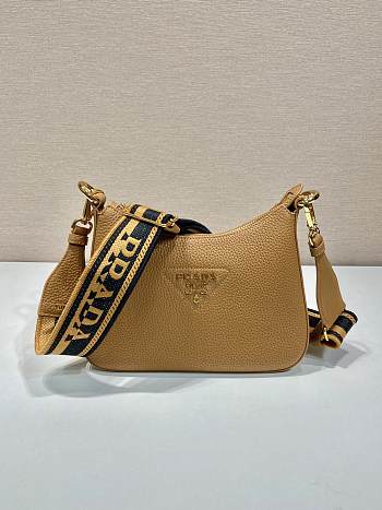 Fortok Prada Brown Leather Shoulder Bag 1BH193 24x18x6cm