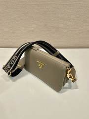 Fortok Prada Grey Leather Shoulder Bag 1BH194 23x14x6.5cm - 3