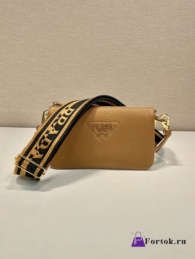 Fortok Prada Brown Leather Shoulder Bag 1BH194 23x14x6.5cm - 1