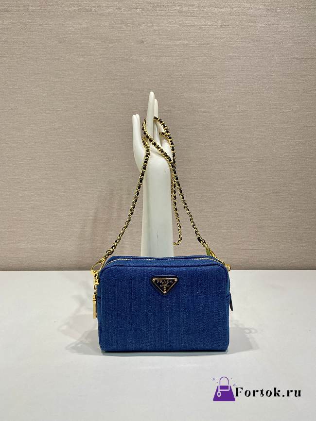 Fortok Prada Blue Denim Bag 1NS695 14x10x5cm - 1