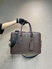 Fortok Prada Saffiano Brown Leather Briefcase 2VE022 38x28x6.5cm - 1
