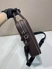 Fortok Prada Saffiano Brown Leather Briefcase 2VE022 38x28x6.5cm - 6