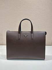 Fortok Prada Saffiano Brown Leather Tote Bag 2VG039 40x40x9cm - 1