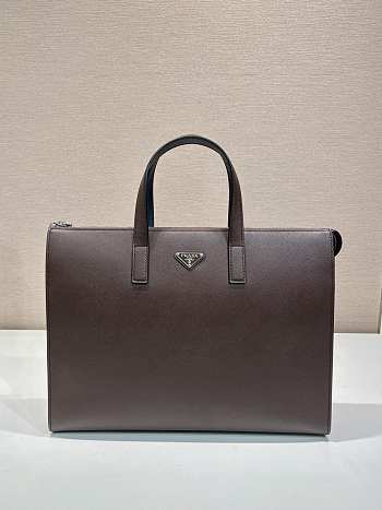 Fortok Prada Saffiano Brown Leather Tote Bag 2VG039 40x40x9cm
