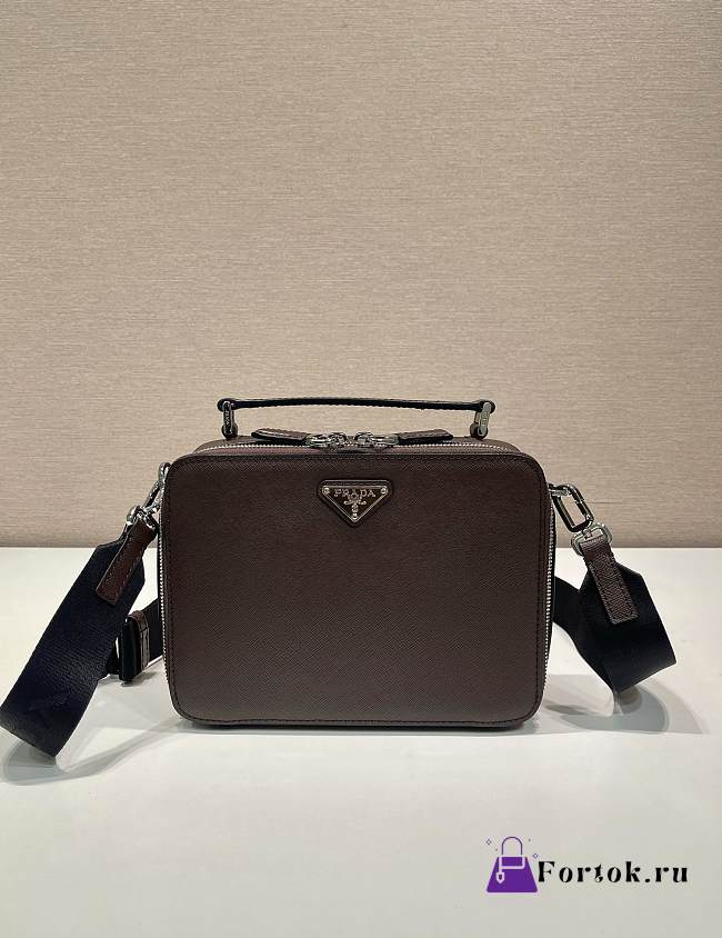 Fortok Prada Brique Saffiano Brown Leather Bag 2VH069 22x16x6cm - 1