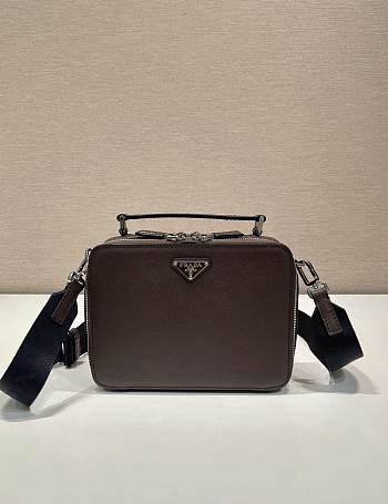 Fortok Prada Brique Saffiano Brown Leather Bag 2VH069 22x16x6cm