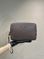 Fortok Prada Brown Saffiano Leather Clutch 2VF017 23.5x15.5x6.5cm - 1