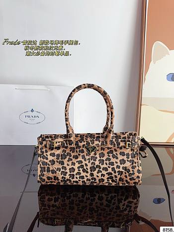 Fortok Prada Printed Leather Handbag Honey 32x10x15cm