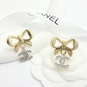 Fortok Chanel 24 Gold And Silver Three-dimensional Bow Earrings - 1