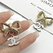 Fortok Chanel 24 Gold And Silver Three-dimensional Bow Earrings - 3