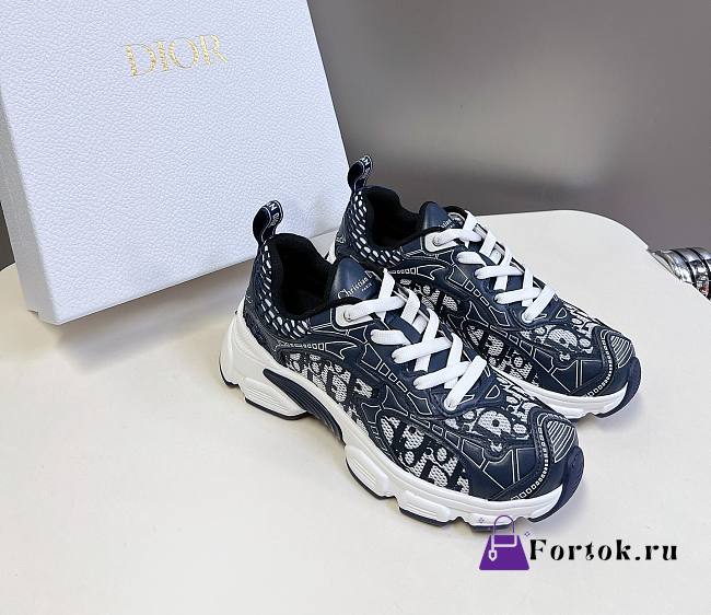 Fortok Dior Vibe Sneaker Blue Dior Oblique Technical Fabric and Transparent Rubber - 1
