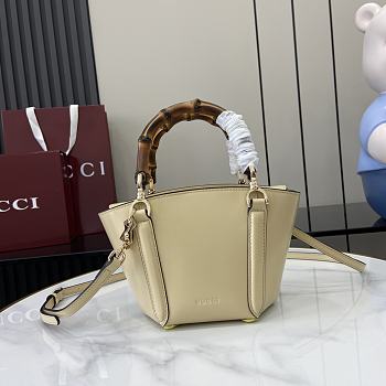 Fortok Gucci Mini Bamboo Top Handle Tote Bag Cream 16x14x11.5cm 