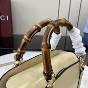 Fortok Gucci Mini Bamboo Top Handle Tote Bag Cream 16x14x11.5cm  - 5