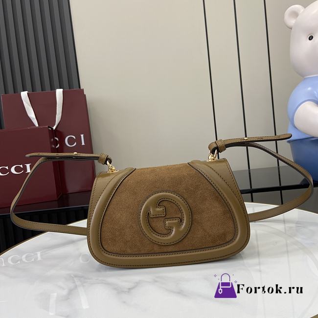 Fortok Gucci Blondie Shoulder Bag Brown Suede & Leather 815700 21.5x11x8cm - 1