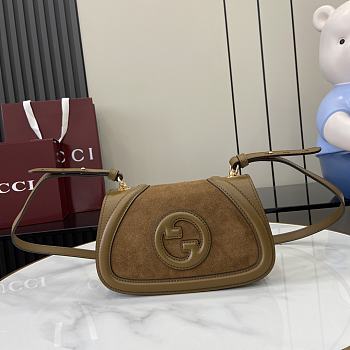 Fortok Gucci Blondie Shoulder Bag Brown Suede & Leather 815700 21.5x11x8cm