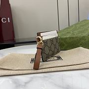 Fortok Gucci GG Emblem Card Holder Beige & Dark Brown 819121 10x7cm - 2