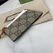 Fortok Gucci GG Emblem Card Holder Beige & Dark Brown 819121 10x7cm - 3