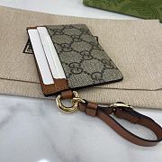 Fortok Gucci GG Emblem Card Holder Beige & Dark Brown 819121 10x7cm - 6