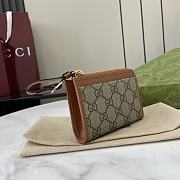 Fortok Gucci GG Emblem Zip Card Case Beige & Dark Brown 821804 13x8.5x3cm - 5