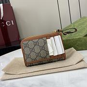 Fortok Gucci GG Emblem Zip Card Case Beige & Dark Brown 821804 13x8.5x3cm - 6
