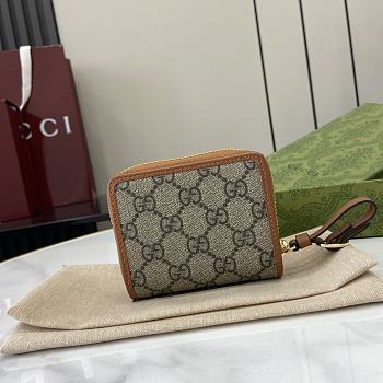 Fortok Gucci GG Emblem Zip Mini Wallet Beige & Dark Brown 819131 11x10x3cm