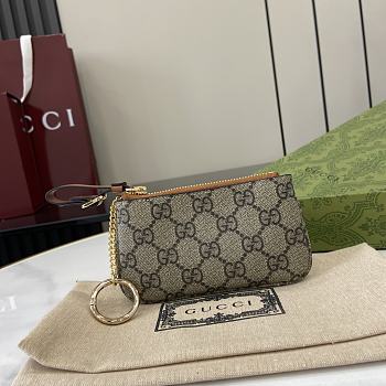 Fortok Gucci GG Emblem Key Case Beige & Dark Brown 819113 12x.7.5cm