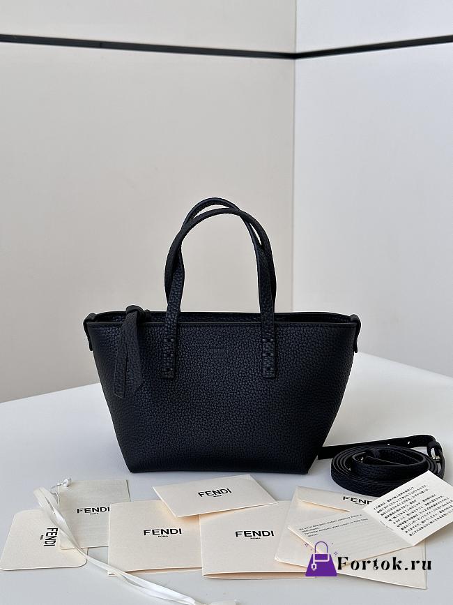 Fortok Fendi Mini Roll Calfskin Bag Black 8655C 15.5x11x13cm - 1